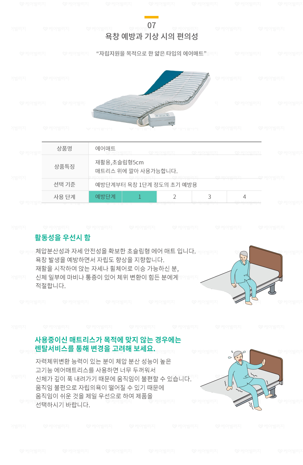 욕창 예방과 기상 시의 편의성
